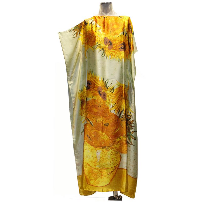 caftan-largo-de-seda-pañuelos-girasoles