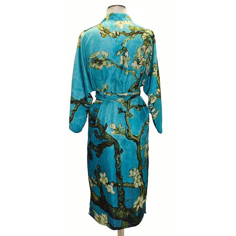 kimono largo de semi seda de van gogh azul