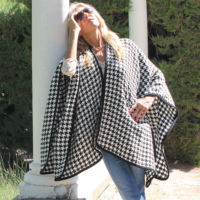 Poncho o capa de mujer reversible Pata de gallo